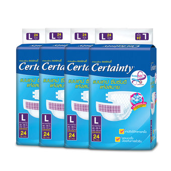 Certainty ผ้าอ้อมผู้ใหญ่ เซอร์เทนตี้ แบบเทป ไซส์ L 24 (ขายยกลัง 4 แพ็ค - 96 ชิ้น)