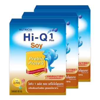 ขายยกลัง ! HI-Q ไฮคิว 1 พลัส ซอย นมถั่วเหลืองสูตรผสมใยอาหาร สำหรับเด็กอายุ 1 ปีขึ้นไป 400 กรัม (แพ็ค 3 กล่อง)