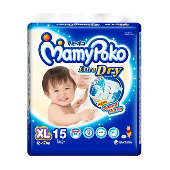 ขายยกลัง! Mamy Poko ผ้าอ้อมเด็ก แบบเทป ไซส์ XL 8 แพ็ค 120 ชิ้น (แพ็คละ 15 ชิ้น)