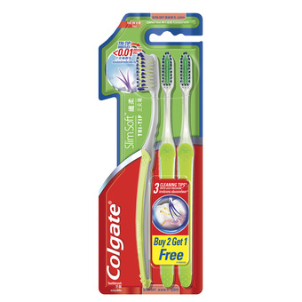 COLGATE คอลเกตแปรงสีฟัน สลิมซอฟท์ ไตรทิป แพ็ค3 
