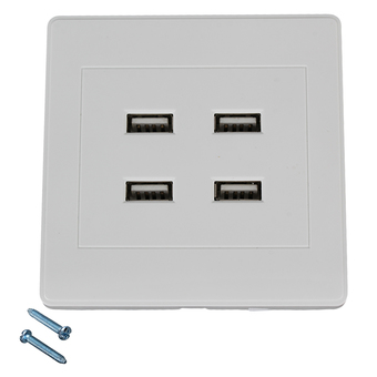Square 4-Port USB Wall Socket Charger White