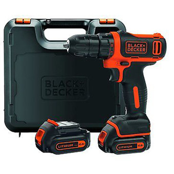 Black+Decker สว่านไร้สาย 10.8V Li-ion พร้อมกล่องและแบตเตอร์รี่ 2 ก้อน รุ่น BDCDD12KB