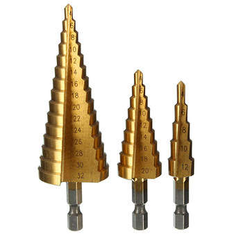 Large HSS Step Cone Titanium Drill Bit Tool Hole Cutter 4-20mm Gold