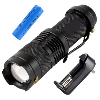 Fancytoy 1200lm Q5 LED SA3 Zoomable Mini Flashlight Torch Lamp 14500 +Battery&amp;US Charger