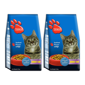 TESCO เทสโก้ อาหารแมว รสซีฟู้ด 3.5 กก. (แพ็ค 2 ถุง)