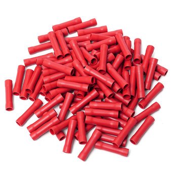 100Pcs Red Insulated Butt Connector Electrical Crimp Terminal For 0.5-1.5mm2 Cable - Intl