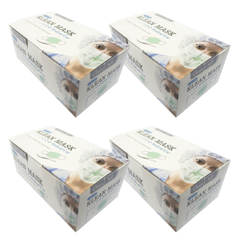 Mask หน้ากากอนามัย ผ้าปิดปาก ผ้าปิดจมูก 3 ชั้น สีเขียว 4 กล่อง (1 กล่องมี 50 ชิ้น)