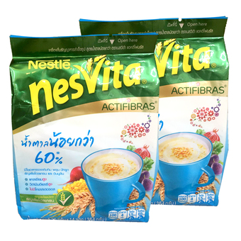 NESVITA เนสวิต้า เครื่องดื่มธัญญาหารสำเร็จรูป สูตรน้ำตาลน้อย ผสมใยอาหาร 26กรัม x 14 ซอง (รวม 2 แพ็ค ทั้งหมด 28 ซอง)