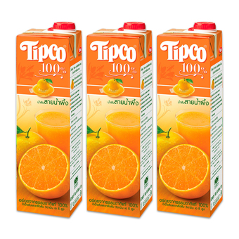 TIPCO ทิปโก้ น้ำส้มสายน้ำผึ้ง 100% 1000 มล. (แพ็ค 3 กล่อง)