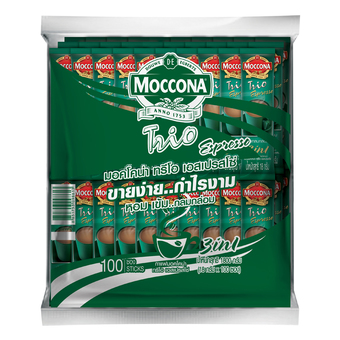 MOCCONA มอคโคน่า กาแฟปรุงสำเร็จชนิดผง ทรีโอ เอสเปรสโซ 3in1 18 กรัม x 100 ซอง