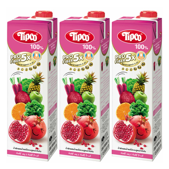 TIPCO ทิปโก้ น้ำผักผลไม้รวม สูตรทับทิม 1000 มล. (แพ็ค 3 กล่อง)