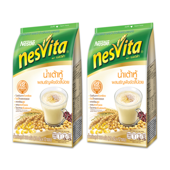 NESVITA เนสวีต้า น้ำเต้าหู้ผงสำเร็จรูป ผสมธัญพืชขัดสีน้อย 300 กรัม (แพ็ค 2 ถุง)