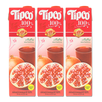 TIPCO ทิปโก้ น้ำทับทิมผสมน้ำผลไม้รวม100% 1000 มล. (แพ็ค 3 กล่อง)