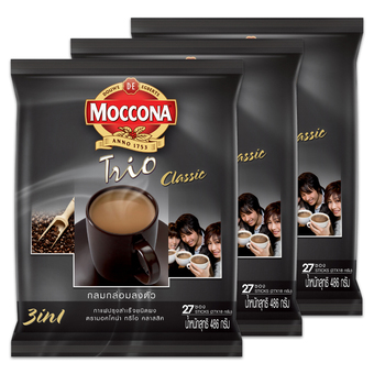 MOCCONA มอคโคน่า กาแฟปรุงสำเร็จชนิดผง ทรีโอ คลาสสิค 18 กรัม x 27 ซอง (แพ็ค 3 ถุง)