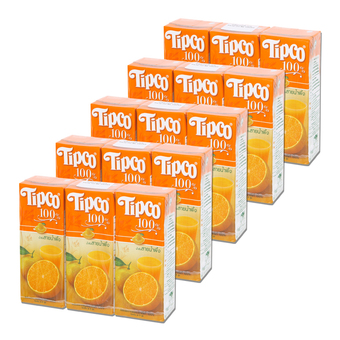 TIPCO ทิปโก้ น้ำส้มสายน้ำผึ้ง 100% 200 มล. X 3 กล่อง (รวม 5 แพ็ค ทั้งหมด 15 กล่อง)