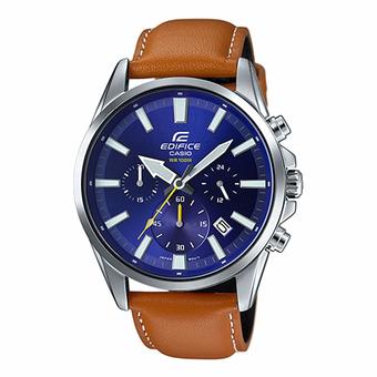 Casio Edifice นาฬิกาข้อมือผู้ชาย สายหนังสีน้ำตาล รุ่น EFV-510L-2AVUDF (หน้าปัดสีน้ำเงิน)