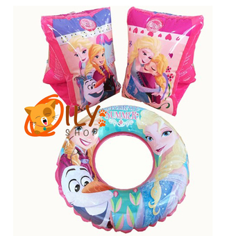 Disney Frozen Set ห่วงยางขนาด20นิ้ว กับห่วงแขนว่ายน้ำ ลายเจ้าหญิงโฟรเซ่น สีชมพู