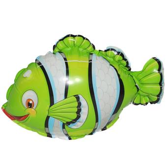RWR TOY ของเล่นในอ่างน้ำ เป่าลมล้มลุก-ลอยน้ำสัตว์น่ารัก ปลาการ์ตูน สีเขียว KT3613-16-Fish-G