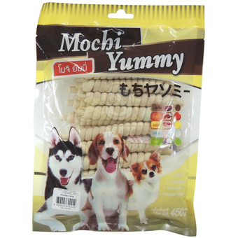 Mochi Yummy ขนมสำหรับสุนัข พันเกลียว รสนม 450g.