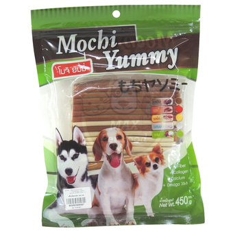 Mochi Yummy ขนมสำหรับสุนัข เส้นนิ่มกลม รวมรส 450g.