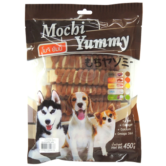 Mochi Yummy ขนมสำหรับสุนัข ปลาแผ่นพันไก่ รสตับ 450g.