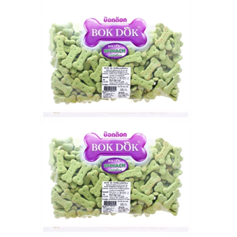 BOK DOK Biscuit for Dog Spinach Flavor 500g x 2 Packs บ๊อกด๊อก บิสกิตสำหรับสุนัข รสผักโขม (8853527005452-2)