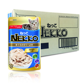 Nekko Tuna (70g x 48 Pouches) อาหารแมวเน็กโกะ สูตรปลาทูน่าในเยลลี่ 70กรัม (48 ซอง)