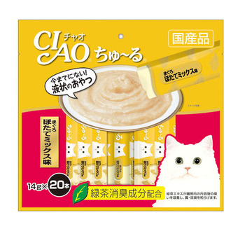 CIAO CHURU Tuna scallop Mix (14g x 20pcs) ขนมแมวเลีย ชาว ชูรู รสทูน่าผสมหอยเซลล์ บรรจุ 20 ซอง/แพ็ค