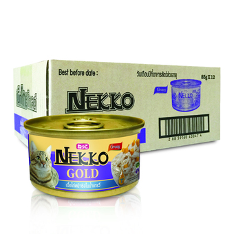 Nekko Gold อาหารแมวเน็กโกะ เนื้อไก่หน้าชีสในน้ำเกรวี่ 85 g. x 12 กระป๋อง