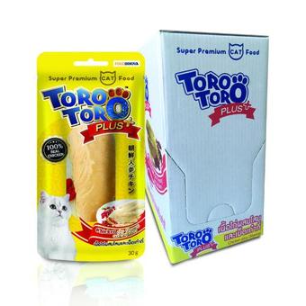 Toro Toro โทโร โทโร่ ขนมแมว เนื้อไก่ผสมโสมและเม็ดเก๋ากี้ 30 g. x 12 ซอง