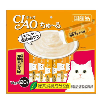 CIAO Churu Chicken Fillet Seafood Mix (14g x20pcs) ขนมแมวเลีย สูตรเนื้อสันในไก่ ซีฟู้ด พร้อมโภชนาการครบครัน