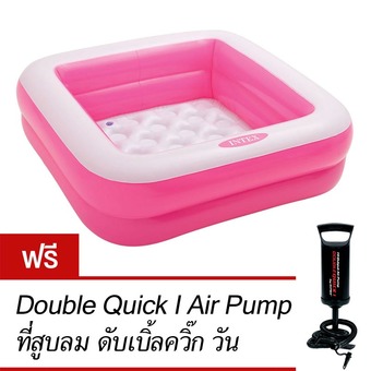 Intex สระเด็กเล็กเพลย์บ๊อซ รุ่น 57100 (สีชมพู) ฟรี ที่สูบลมดับเบิ้ลควิ๊ก วัน