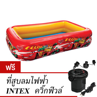 Intex สระเป่าลมสี่เหลี่ยม รุ่น 57478 (สีแดง) ฟรี ที่สูบลมไฟฟ้า ควิ๊ก ฟิวล์