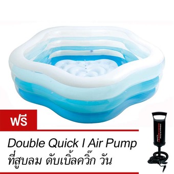 Intex สระเป่าลมห้าเหลี่ยม ซัมเมอร์คัลเลอร์ส รุ่น 56495 (สีฟ้า) ฟรี ที่สูบลมดับเบิ้ลควิ๊ก วัน