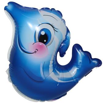 RWR TOY ของเล่นในอ่างน้ำ เป่าลมล้มลุก-ลอยน้ำสัตว์น่ารัก ปลาโลมา สีฟ้า KT3613-16-Dolphin-B