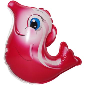 BKL TOY ของเล่นในอ่างน้ำ เป่าลมล้มลุก-ลอยน้ำสัตว์น่ารัก ปลาโลมา สีแดง KT3613-16-Dolphin-R