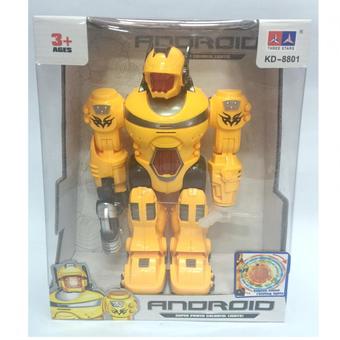 Worktoys หุ่นยนต์ Android ตัวใหญ่ เดินได้ มีเสียง มีไฟ (สีเหลือง)