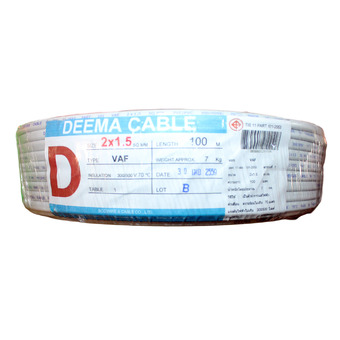 DEEMA CABLE สายไฟ VAF ขนาด 2x1.5 (ทองแดงแท้ ยาว100เมตร)