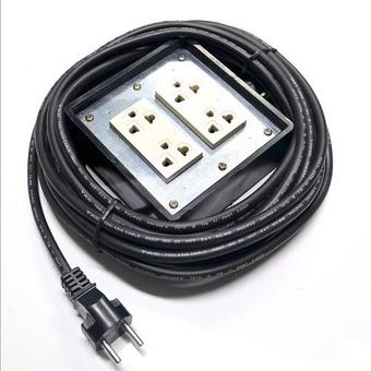 ลั๊กสามตา4ช่อง3ขา สายไฟVCT 2x1 (สีดำ)สำหรับเครื่องใช้ไฟฟ้าวัตต์สูง ยาว5M