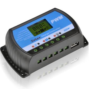 Y&amp;H 30A 12V 24V PWM Solar Panel Charge Controllers Battery Regulator LCD UBS RTD-30A Blue - Intl