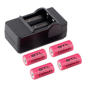 ถ่านชาร์จ รุ่น CR123A 123A CR123 16340 ความจุ 2300mah 3.7V จำนวน 4 ก้อน + ที่ชาร์จ พร้อมไฟ LED บอกสถานะการชาร์จ