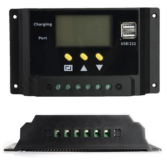 30A 12V 24V LCD Display PWM Solar Panel Battery Regulator USB Charge Controller