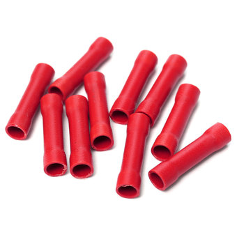 10Pcs Red Insulated Butt Connector Electrical Crimp Terminal For 0.5-1.5mm2 Cable