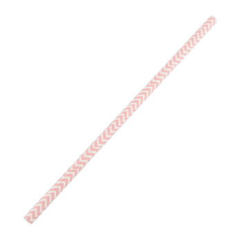 25 Pieces V-shaped Groove Striped Paper Drinking Straws (Pink)