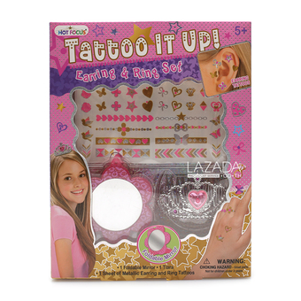 HOT FOCUS METALLIC TATTOO RING &amp; EARRING SET 867921