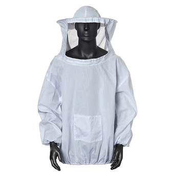 Protective Beekeeping Jacket Veil Dress With Hat Equip Suit Smock White