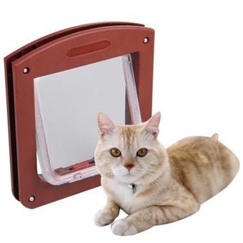 WiseBuy Coffee Brown 4 Way Locking Pet Cat Kitty Small Dog Flap Door