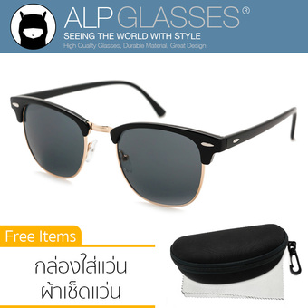 ALP Sunglasses แว่นกันแดด Clubmaster Style รุ่น ALP-0024-BKS-BK (Black/Black)