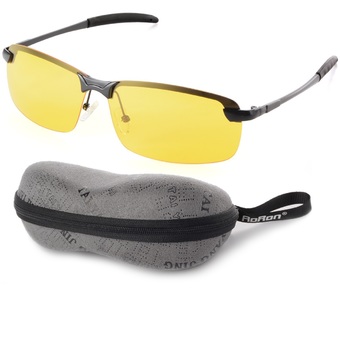 Night Vision Driving Glasses Polarized Sunglasses (Yellow Lens+Black Frame) OS386-SZ