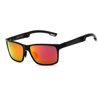 VEITHDIA Aluminum Sunglasses Polarized Lens Men Sun Glasses Mirror Male Driving Fishing Eyewears Accessories 6560 (Black/Red)